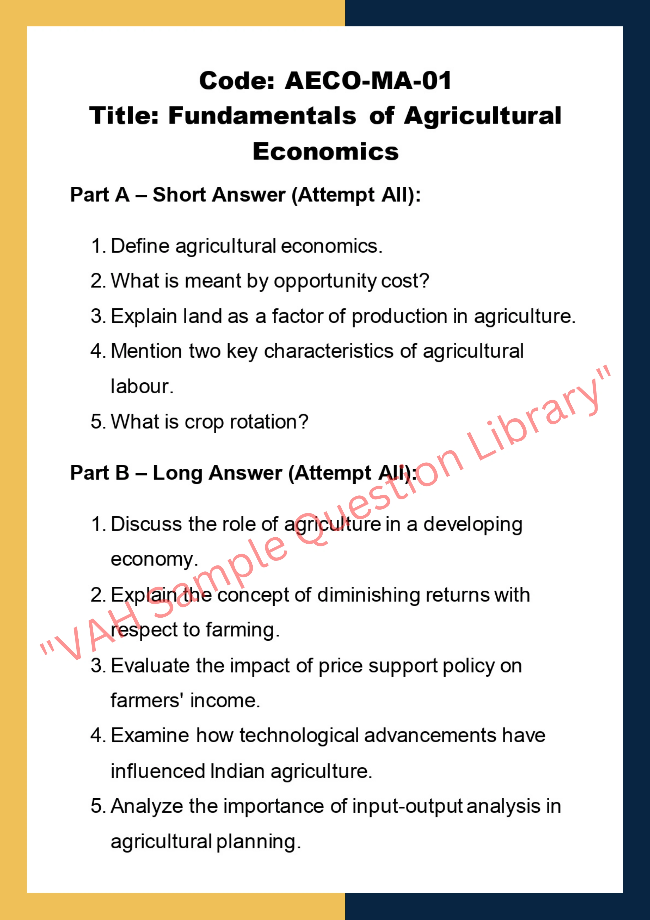 Agricultural economics