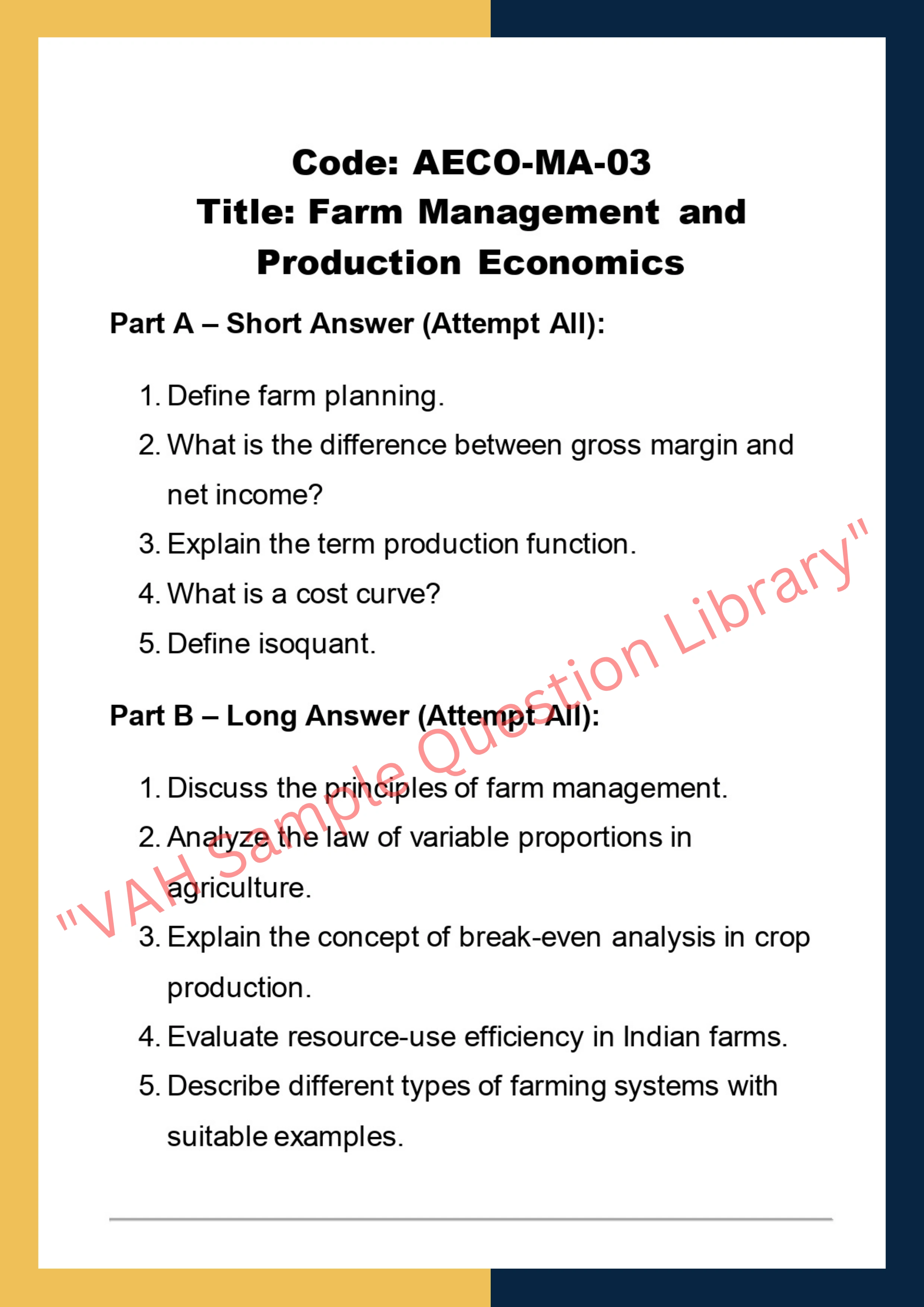 Agricultural economics