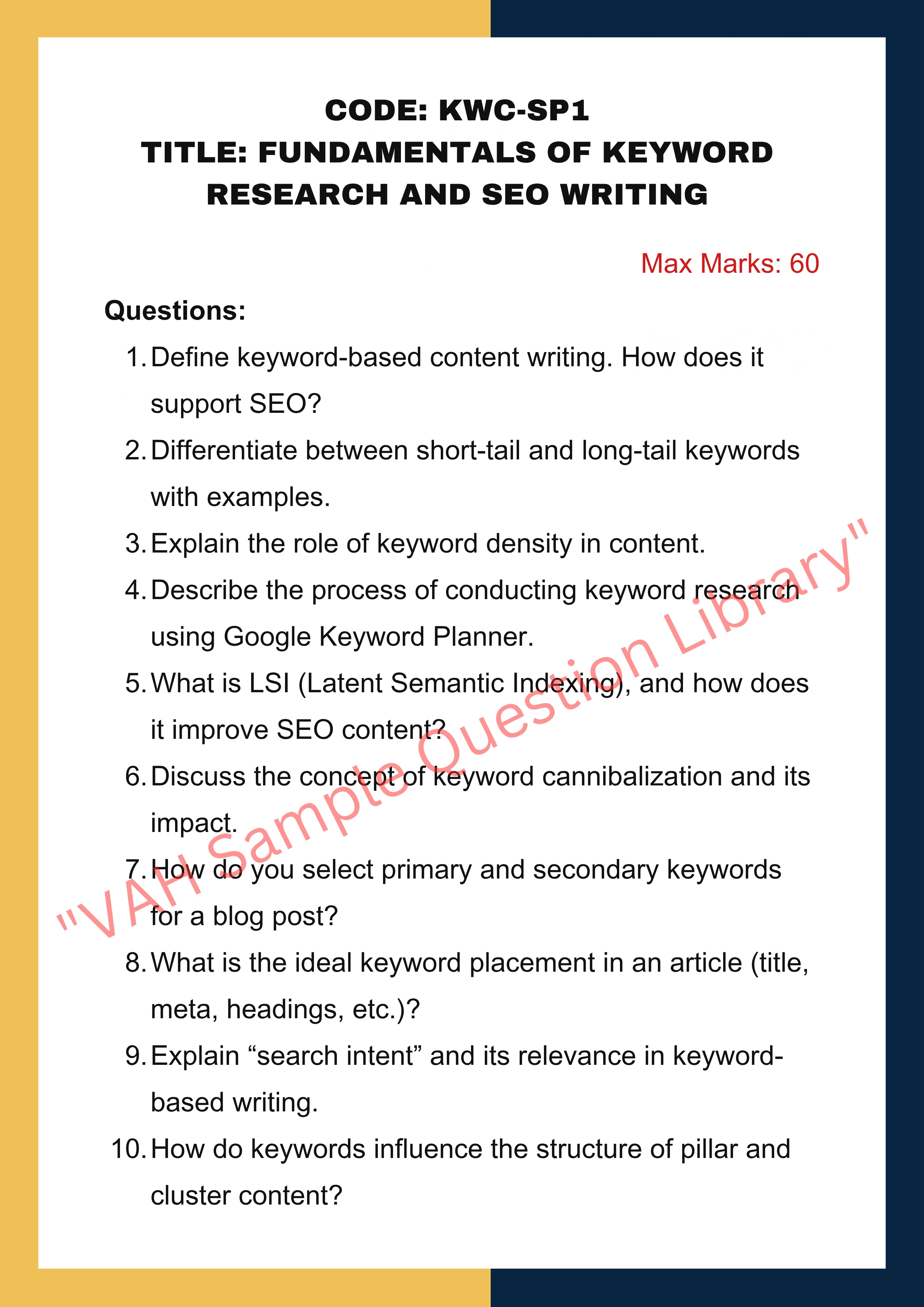 Keyword based content