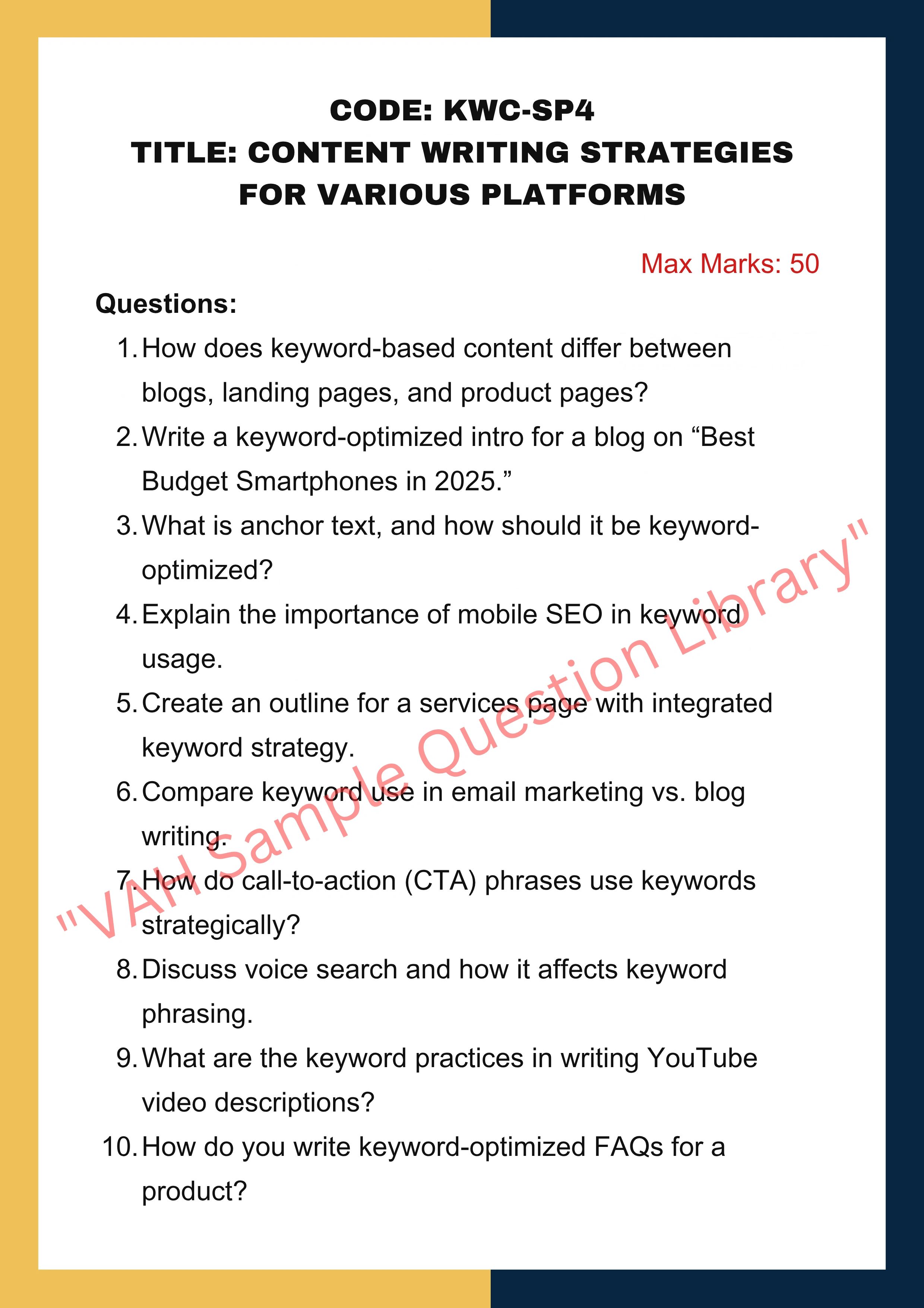 Keyword based content