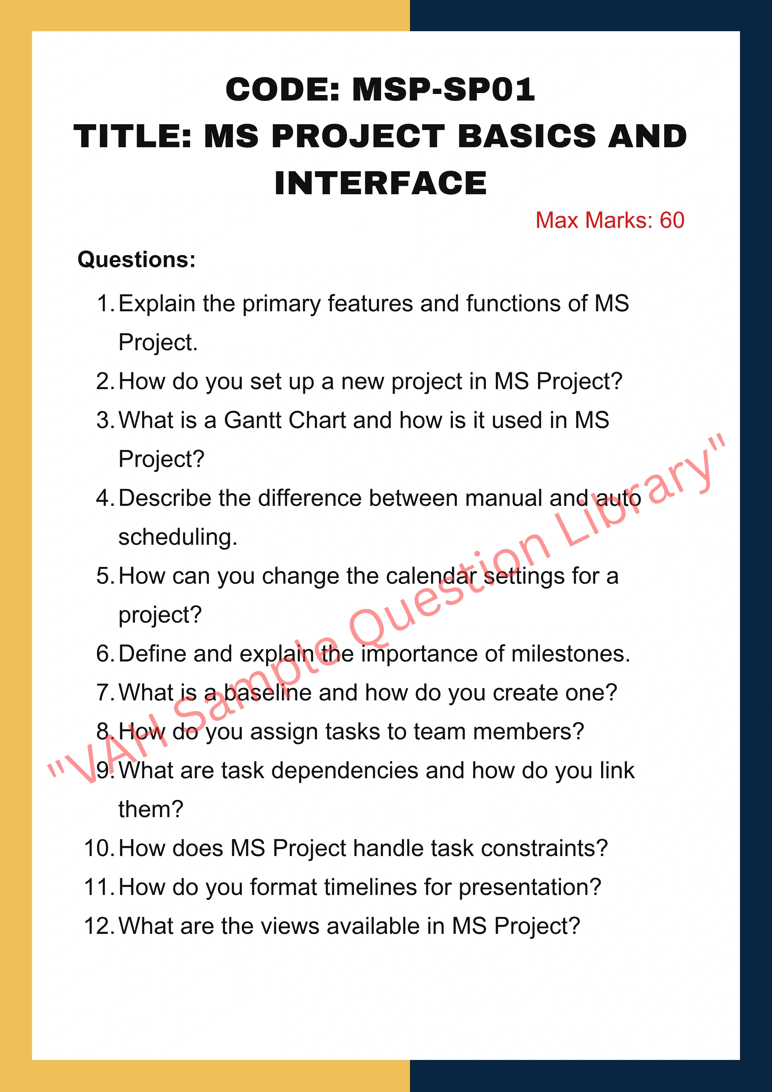 Ms Project Assignment help