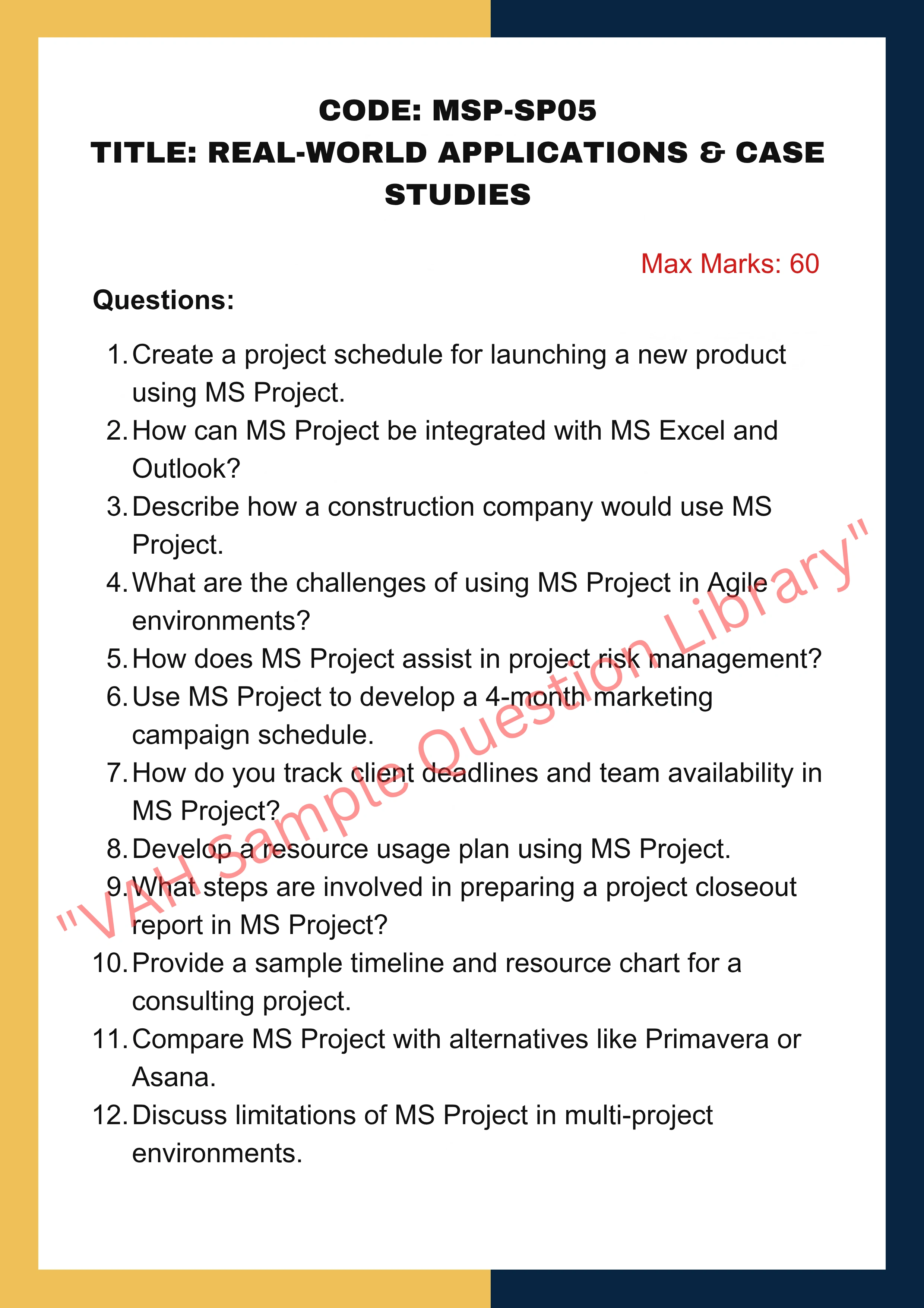 Ms Project Assignment help