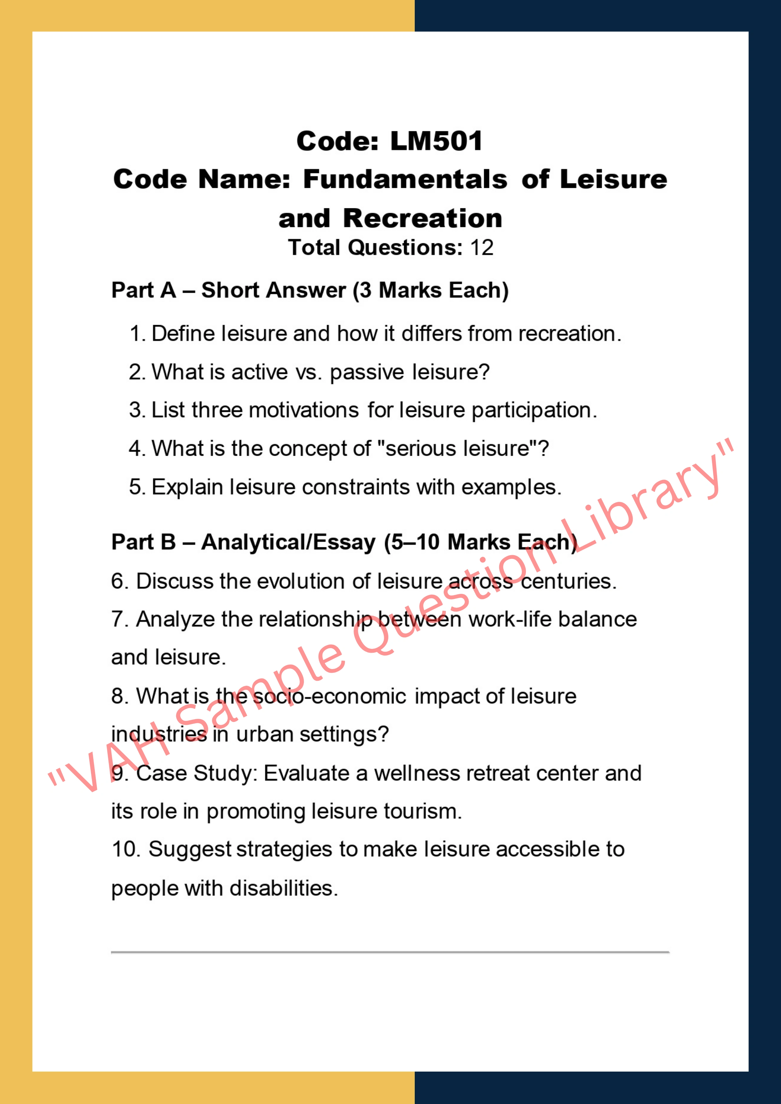 Leisure management