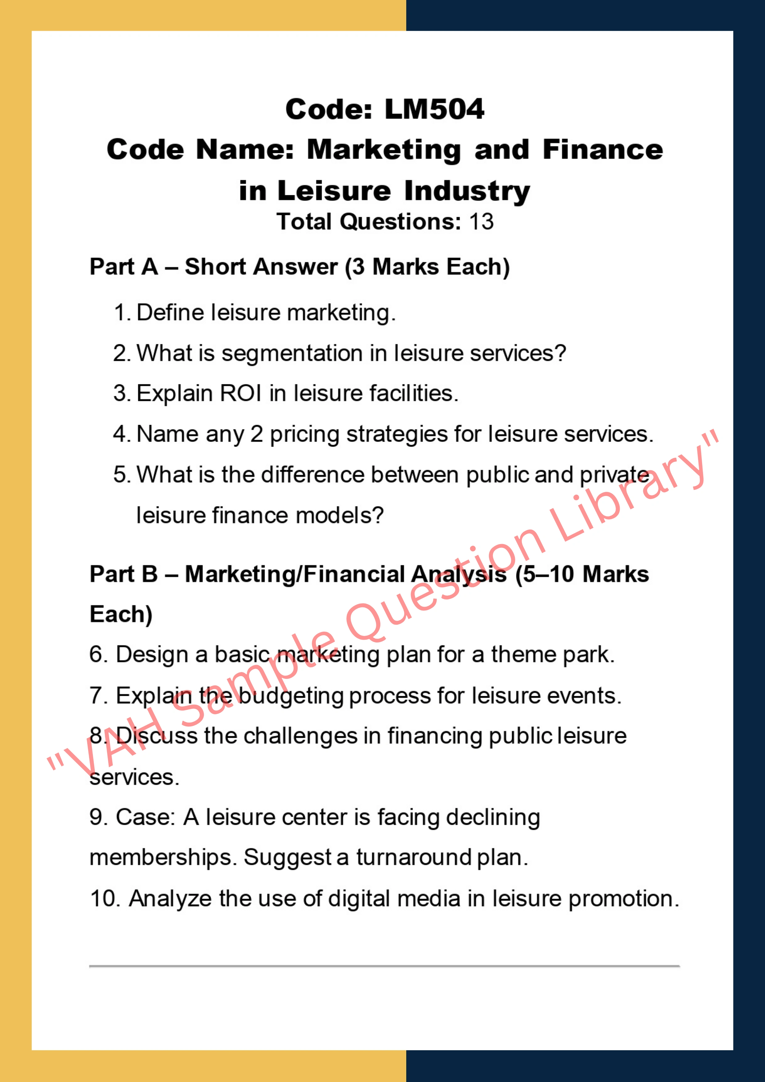 Leisure management