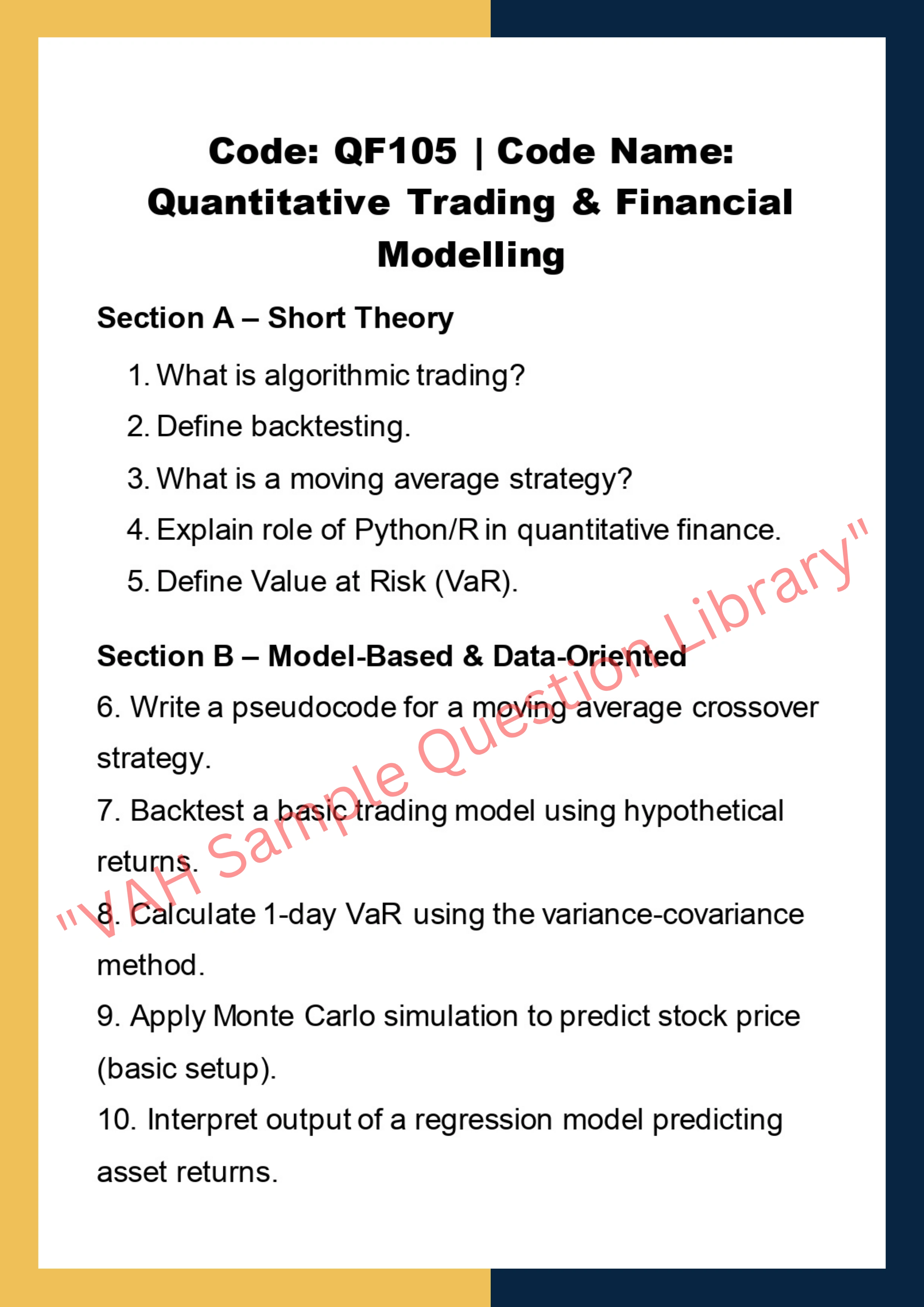 Quantitative finance