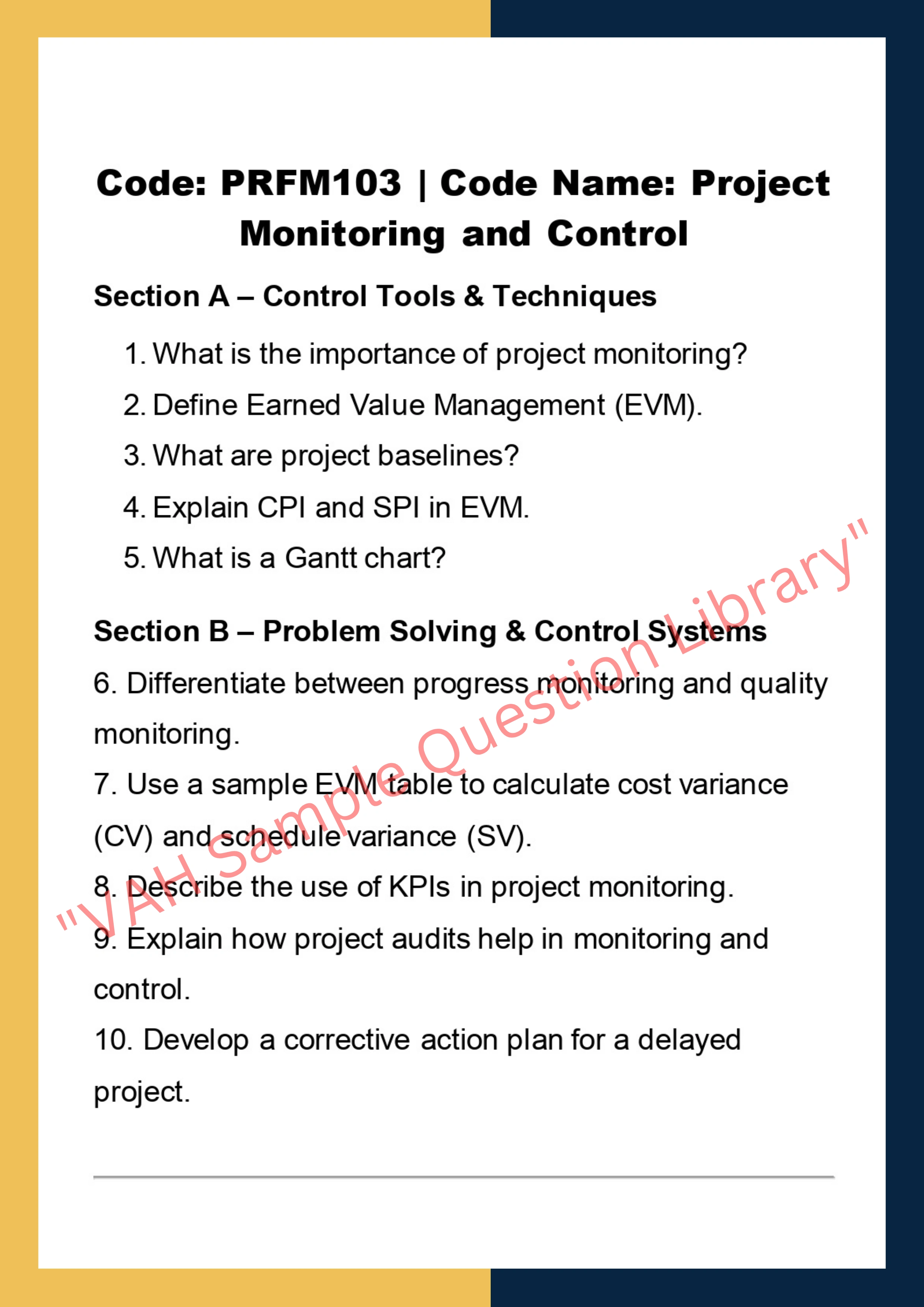 Project Risk, Finance and Monitoring