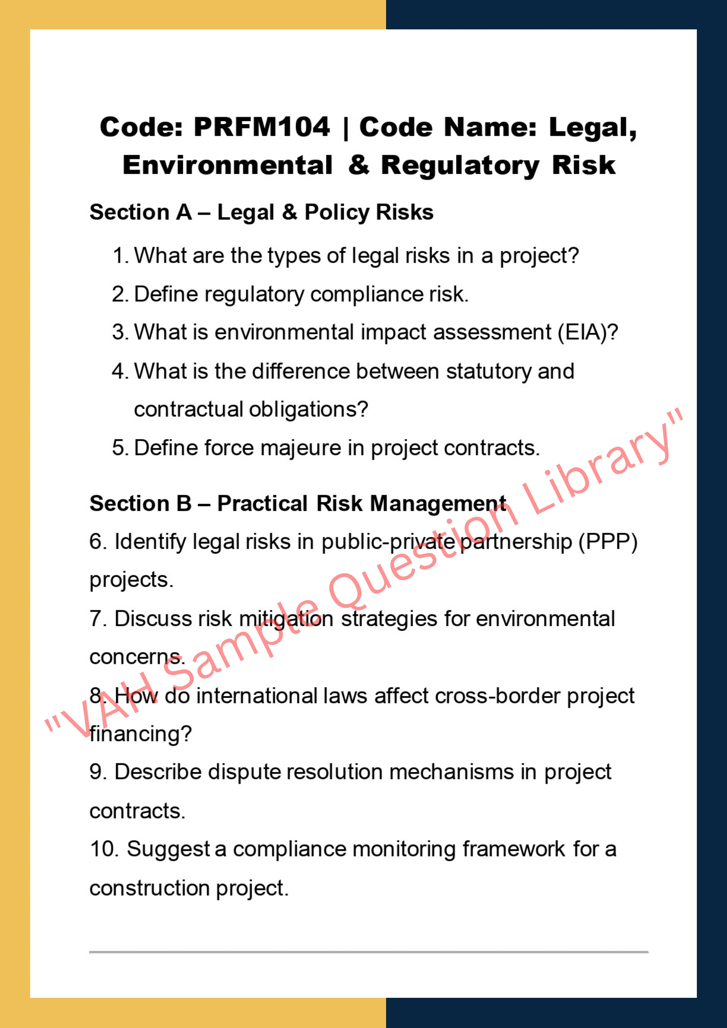 Project Risk, Finance and Monitoring