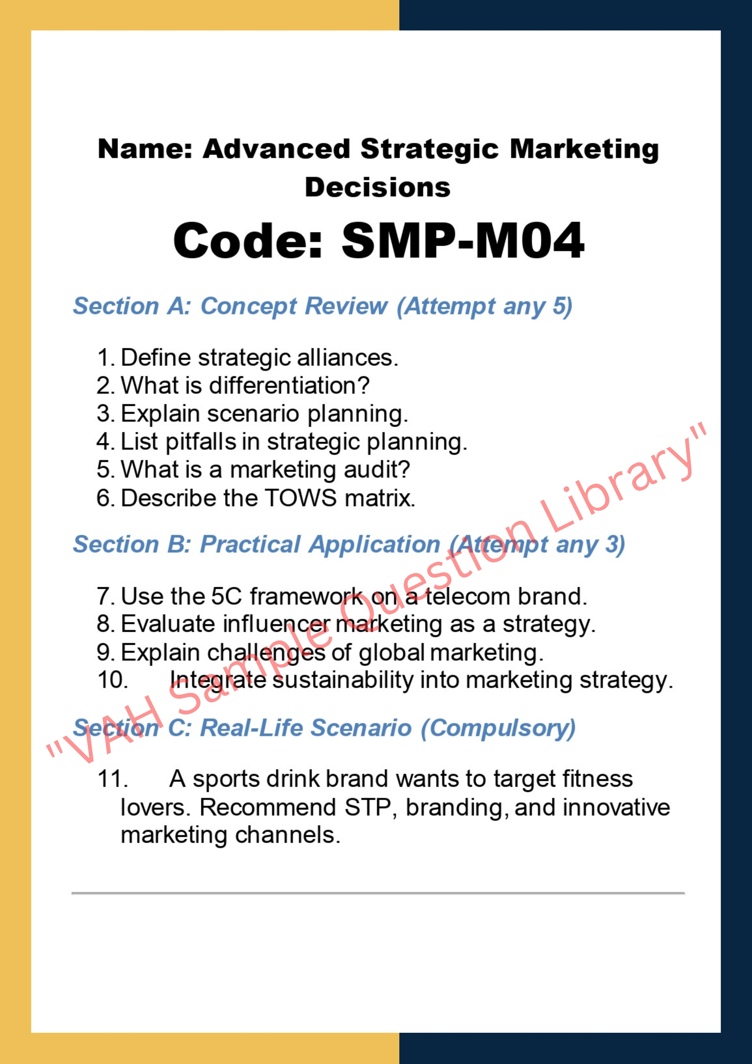 Strategic Marketing and Planning