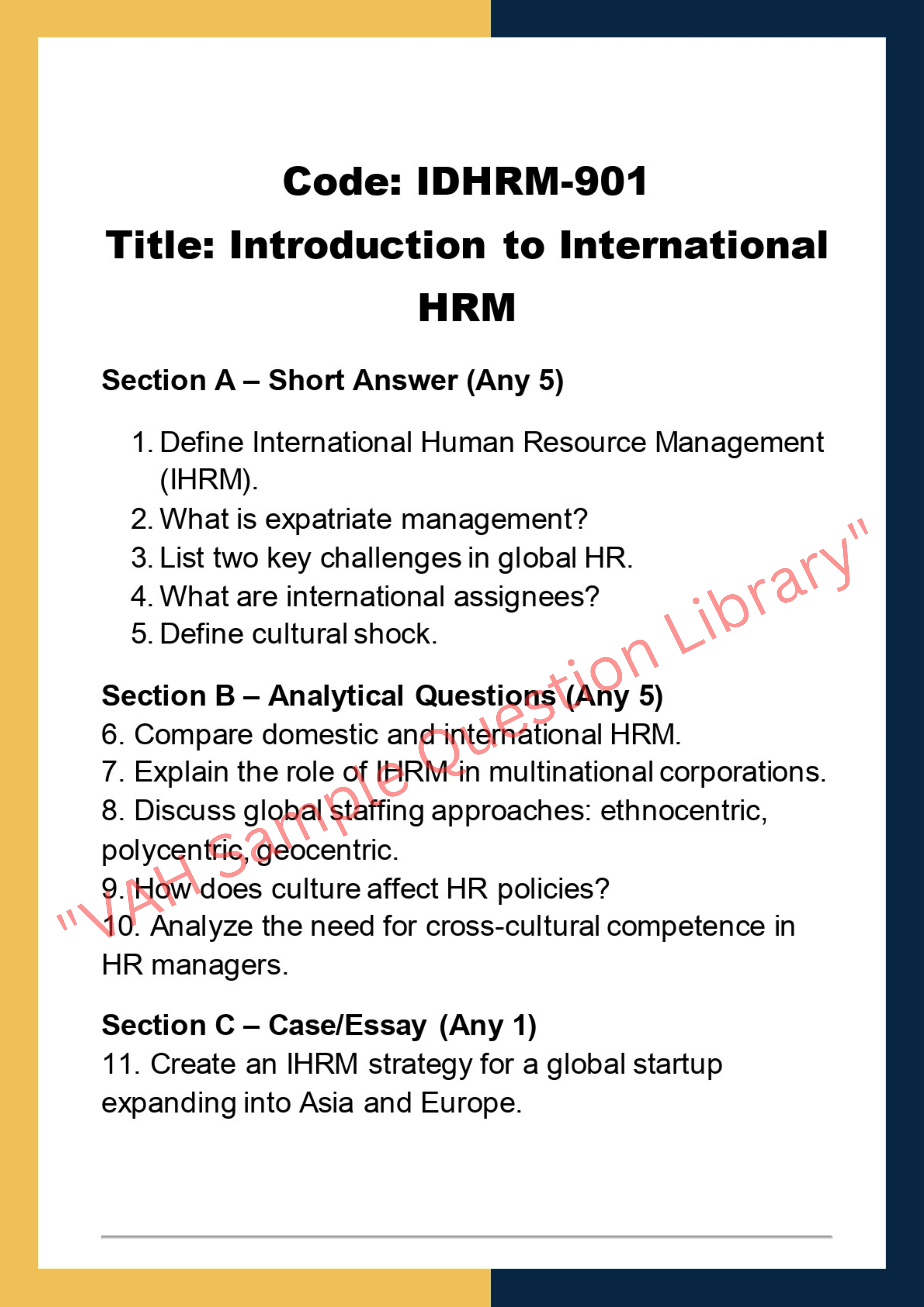 International Dimensions of Human Resource Management