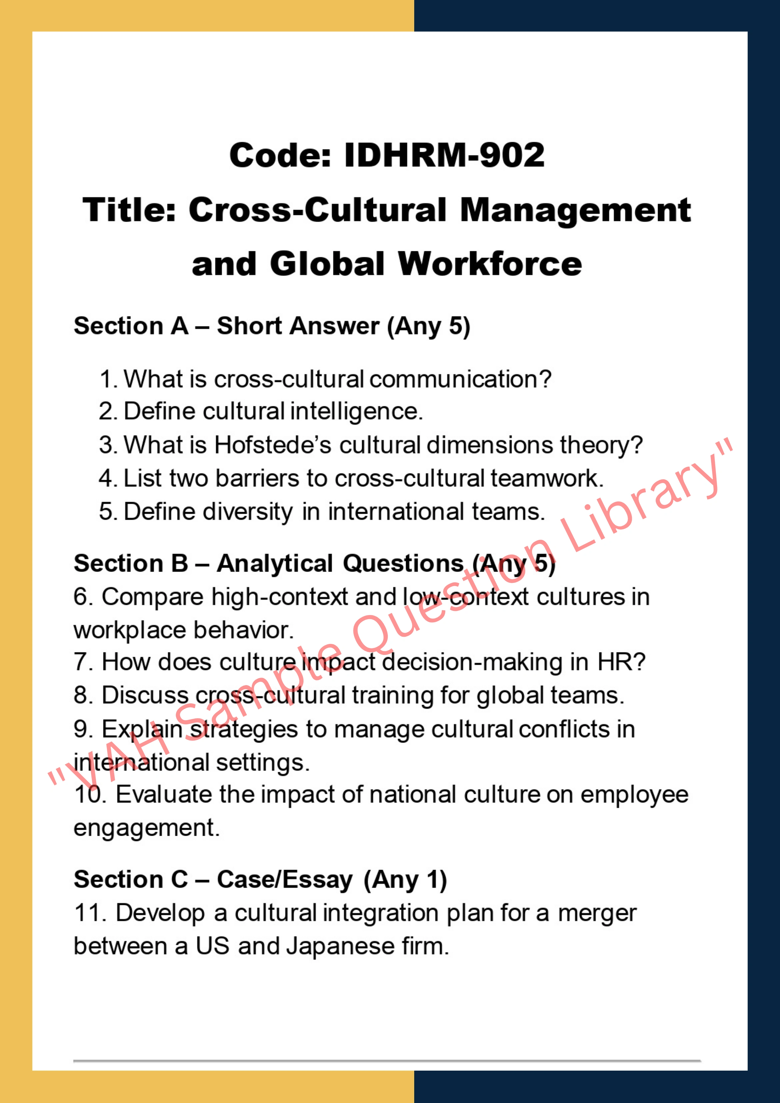 International Dimensions of Human Resource Management