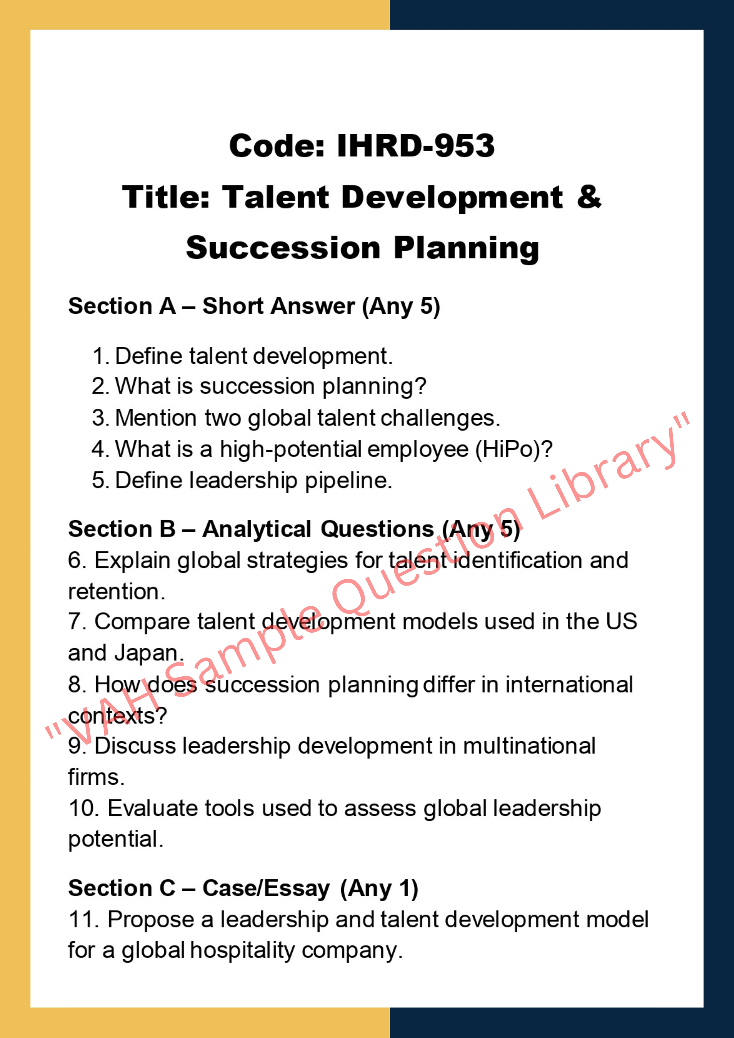International Human Resource Development