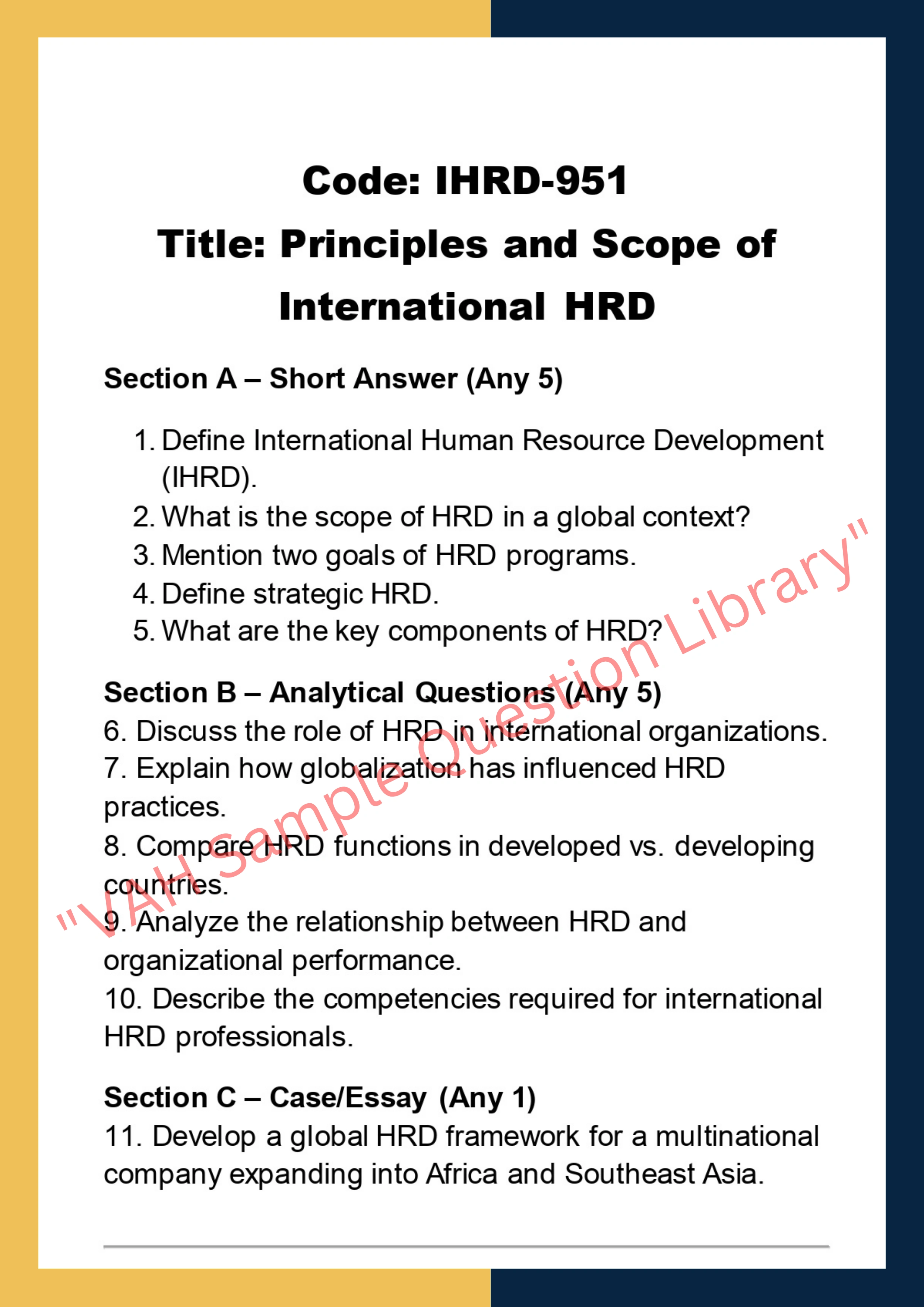 International Human Resource Development