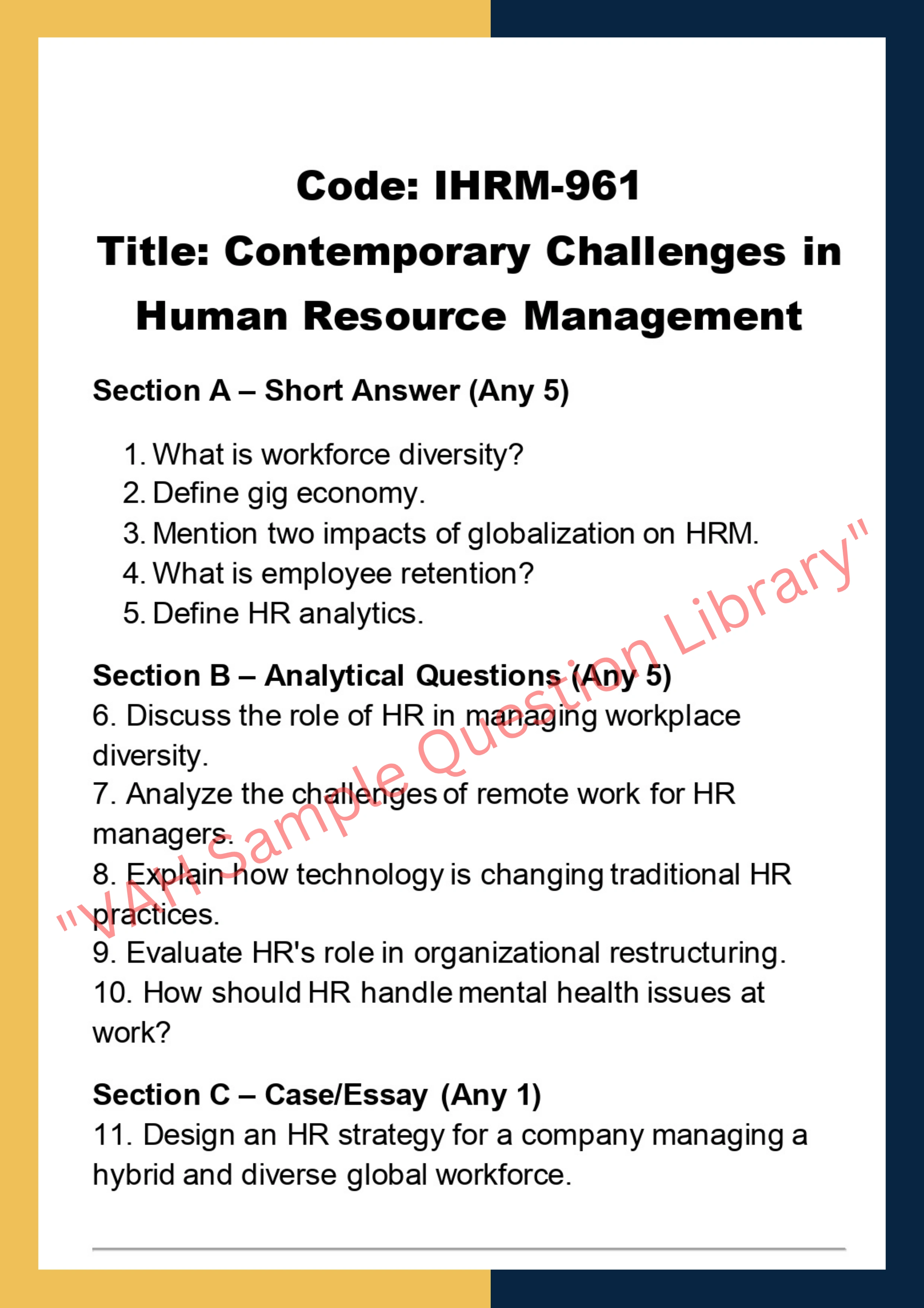 Issues in Human Resource Management