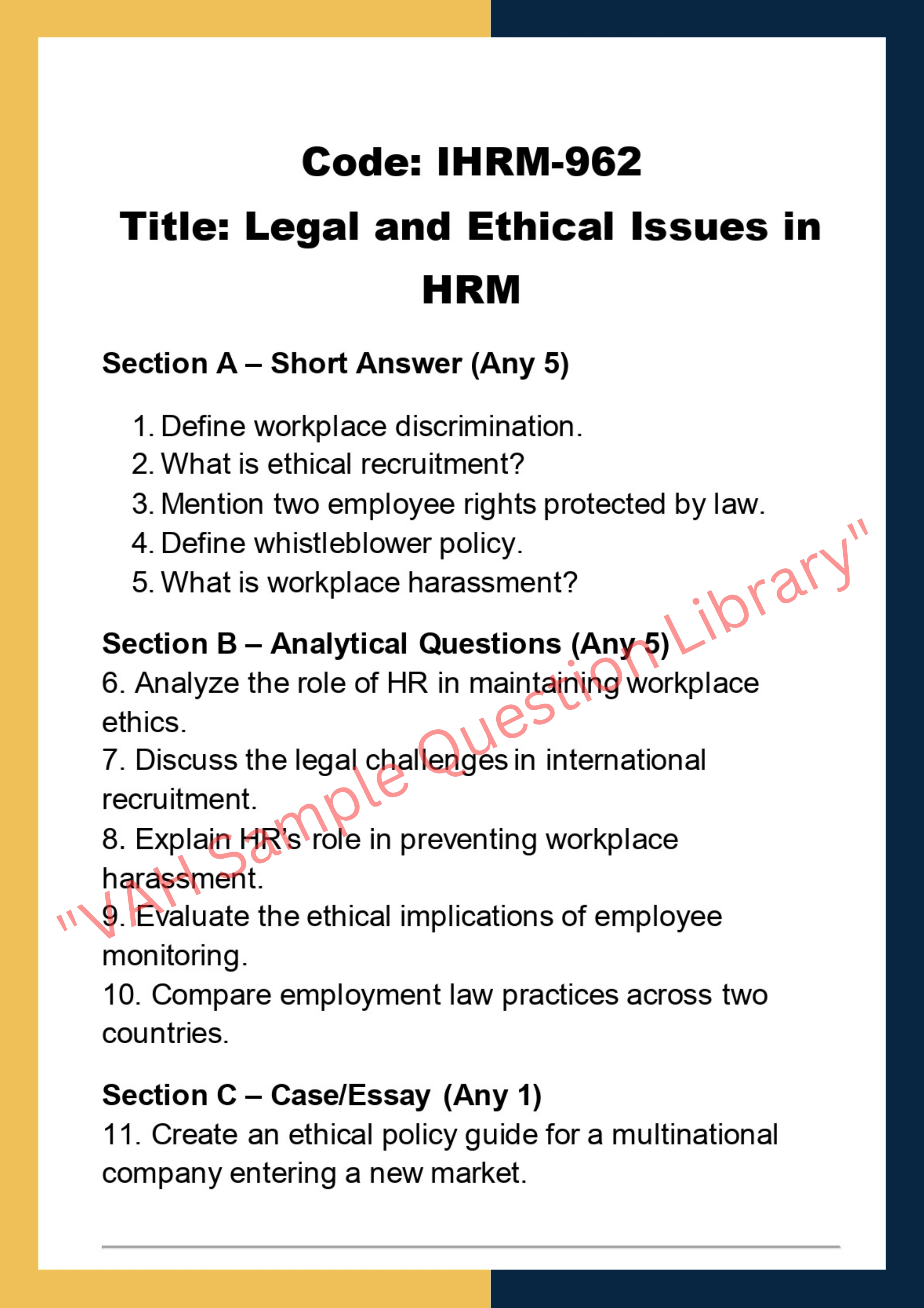 Issues in Human Resource Management