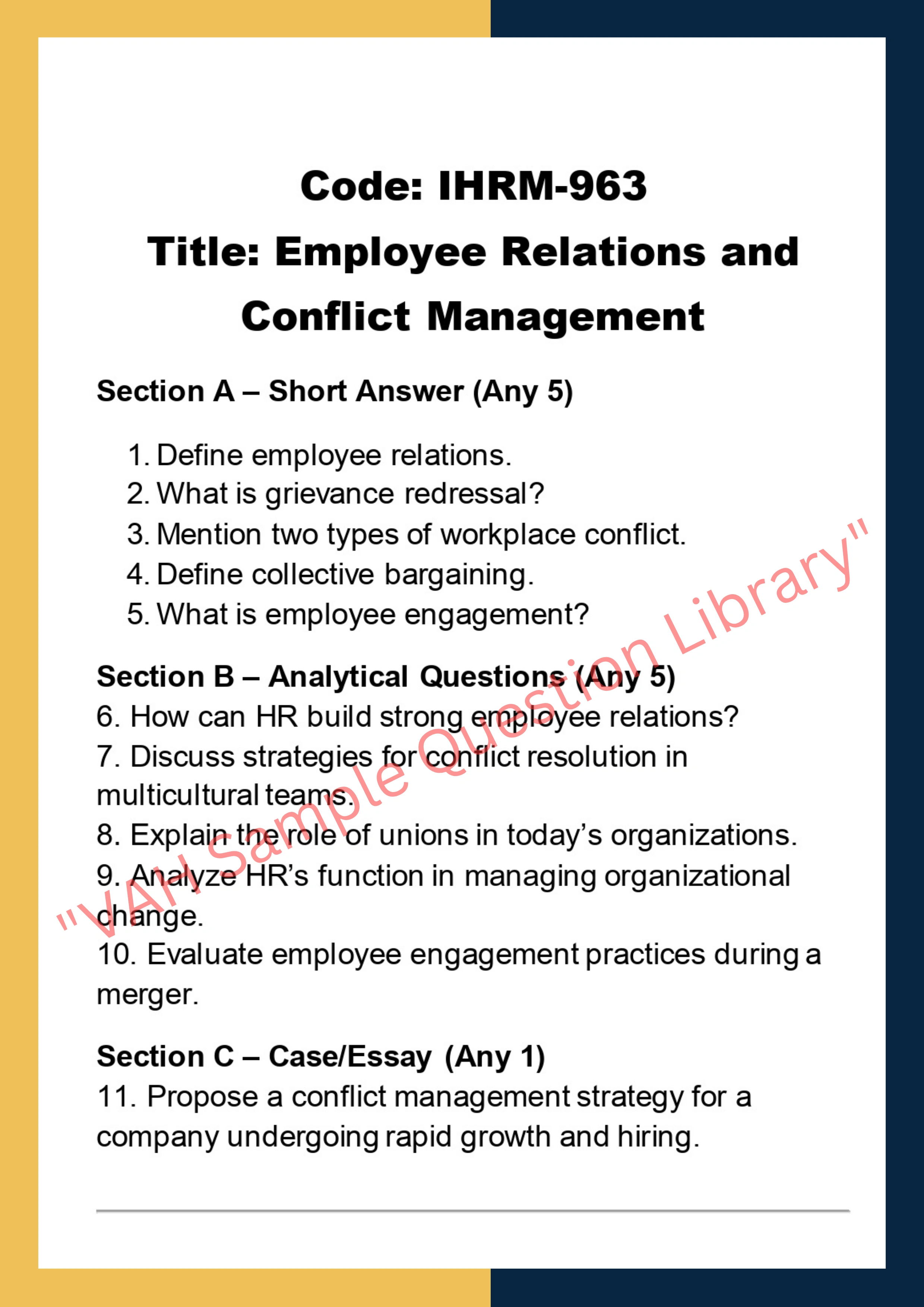 Issues in Human Resource Management