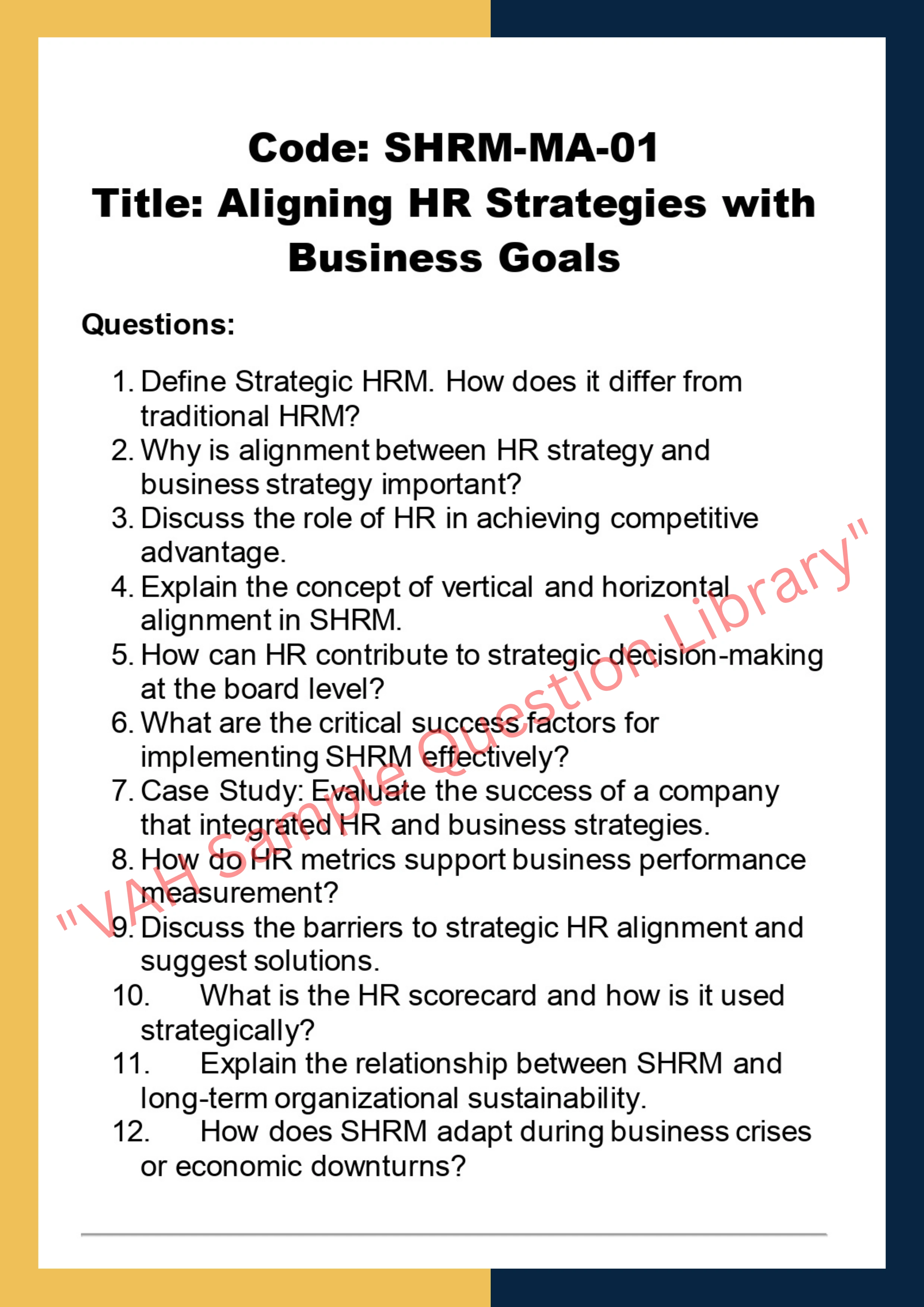 Strategic HRM in business context