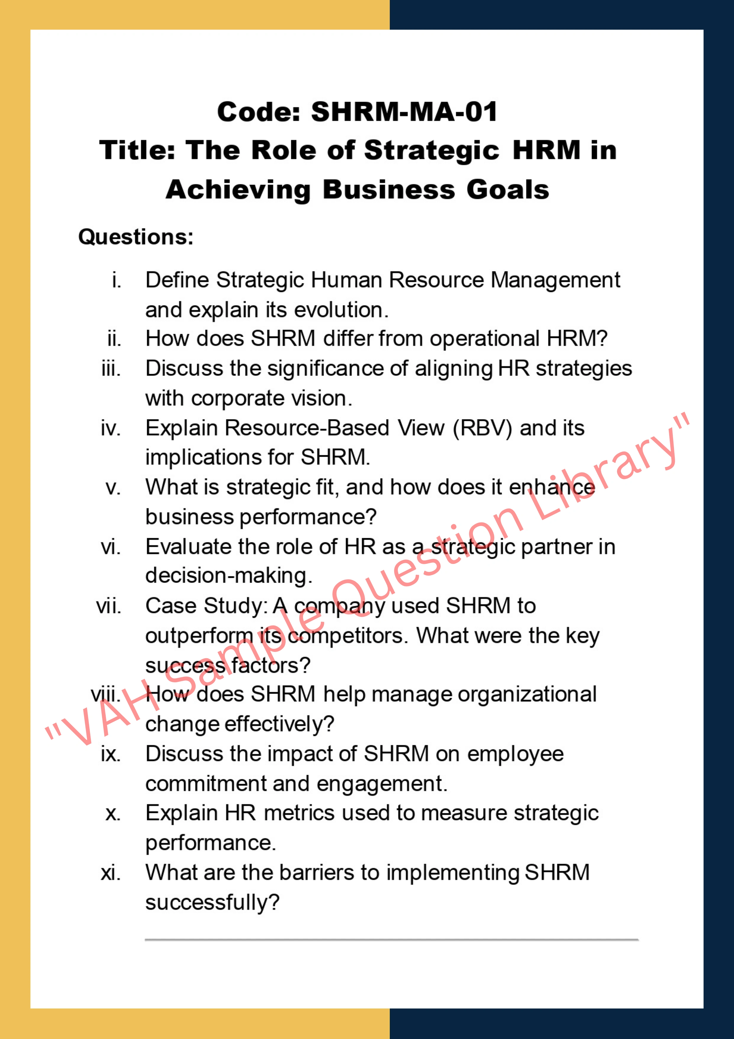 Strategic Human Resource Management