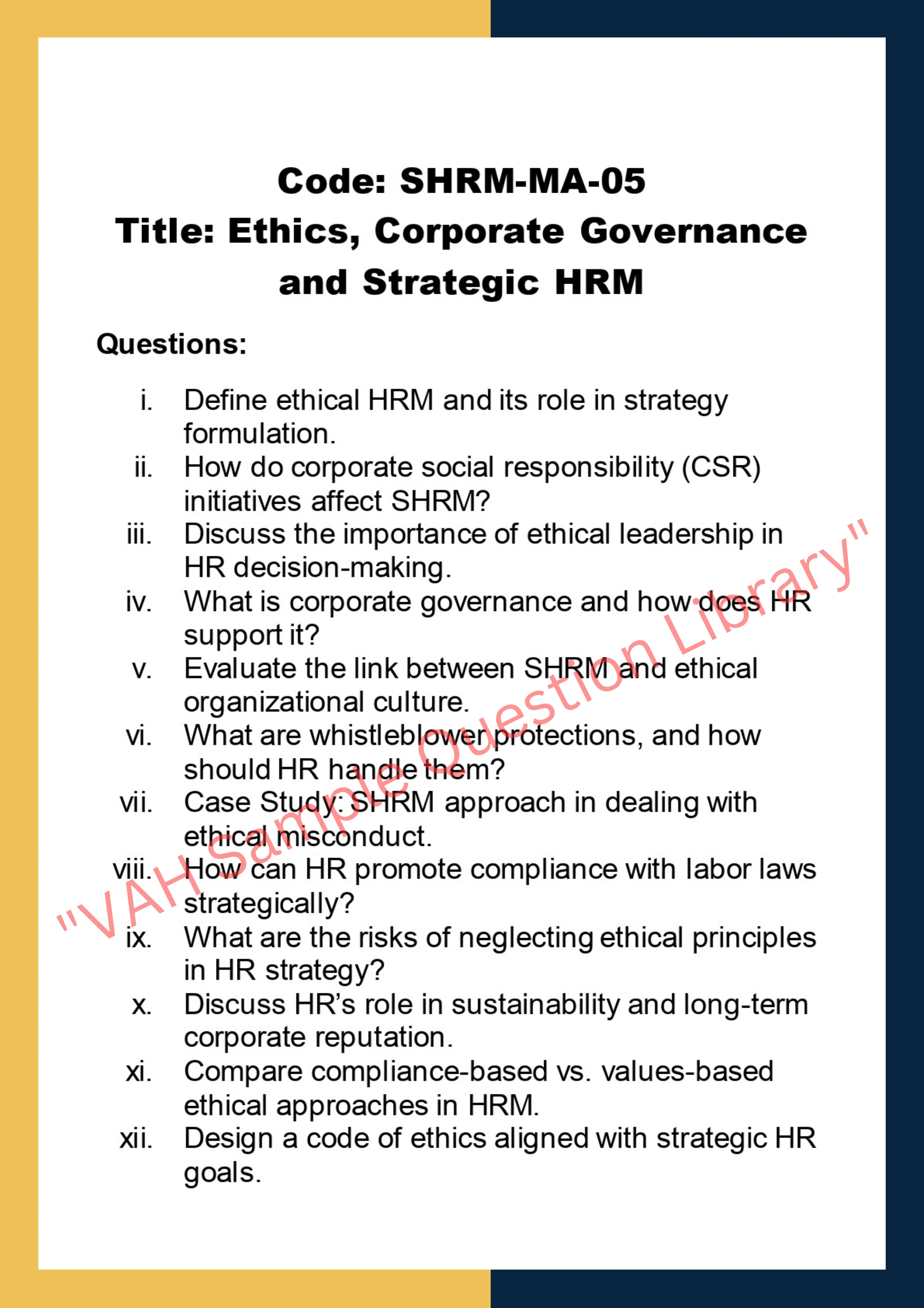 Strategic Human Resource Management