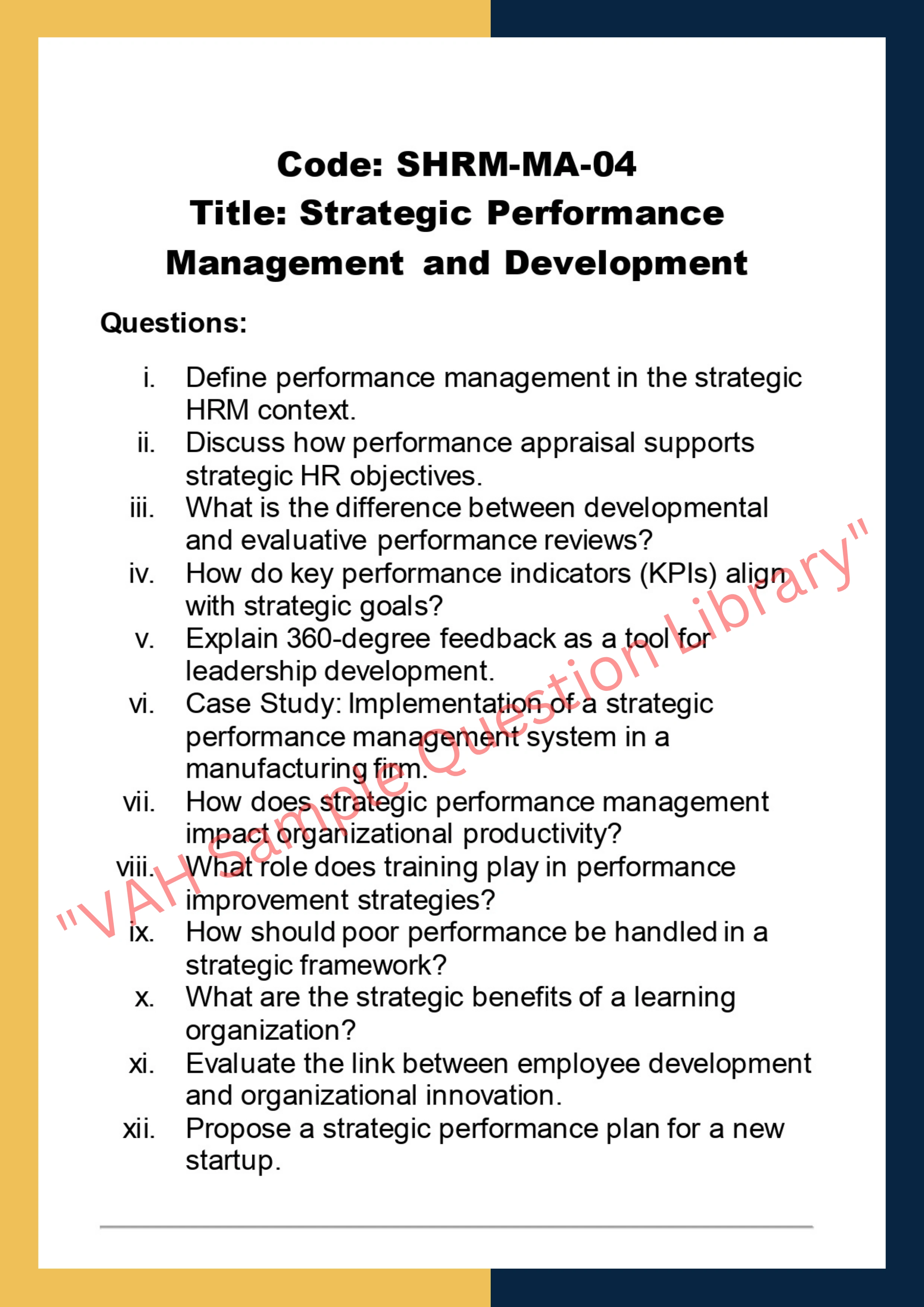 Strategic Human Resource Management