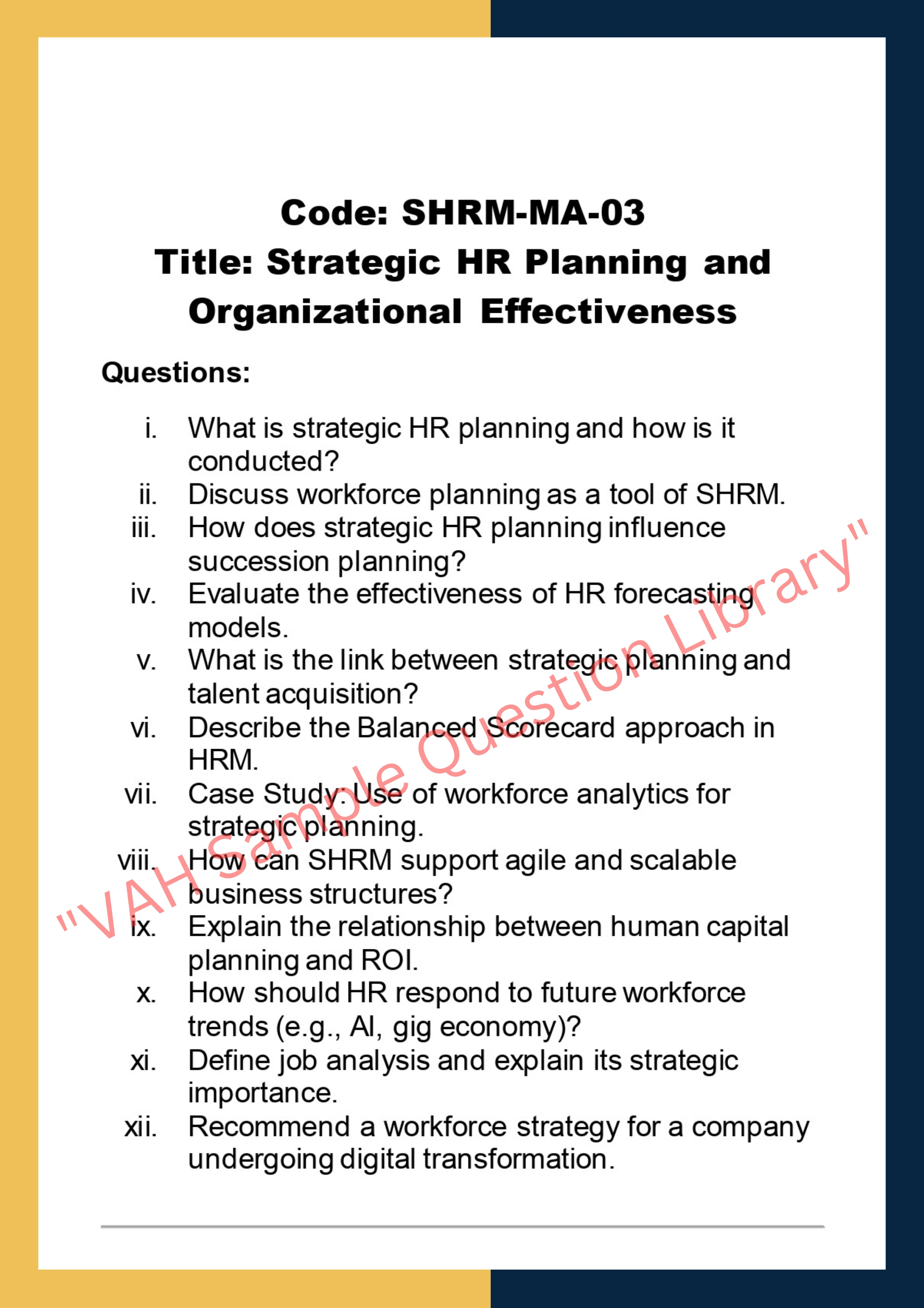 Strategic Human Resource Management