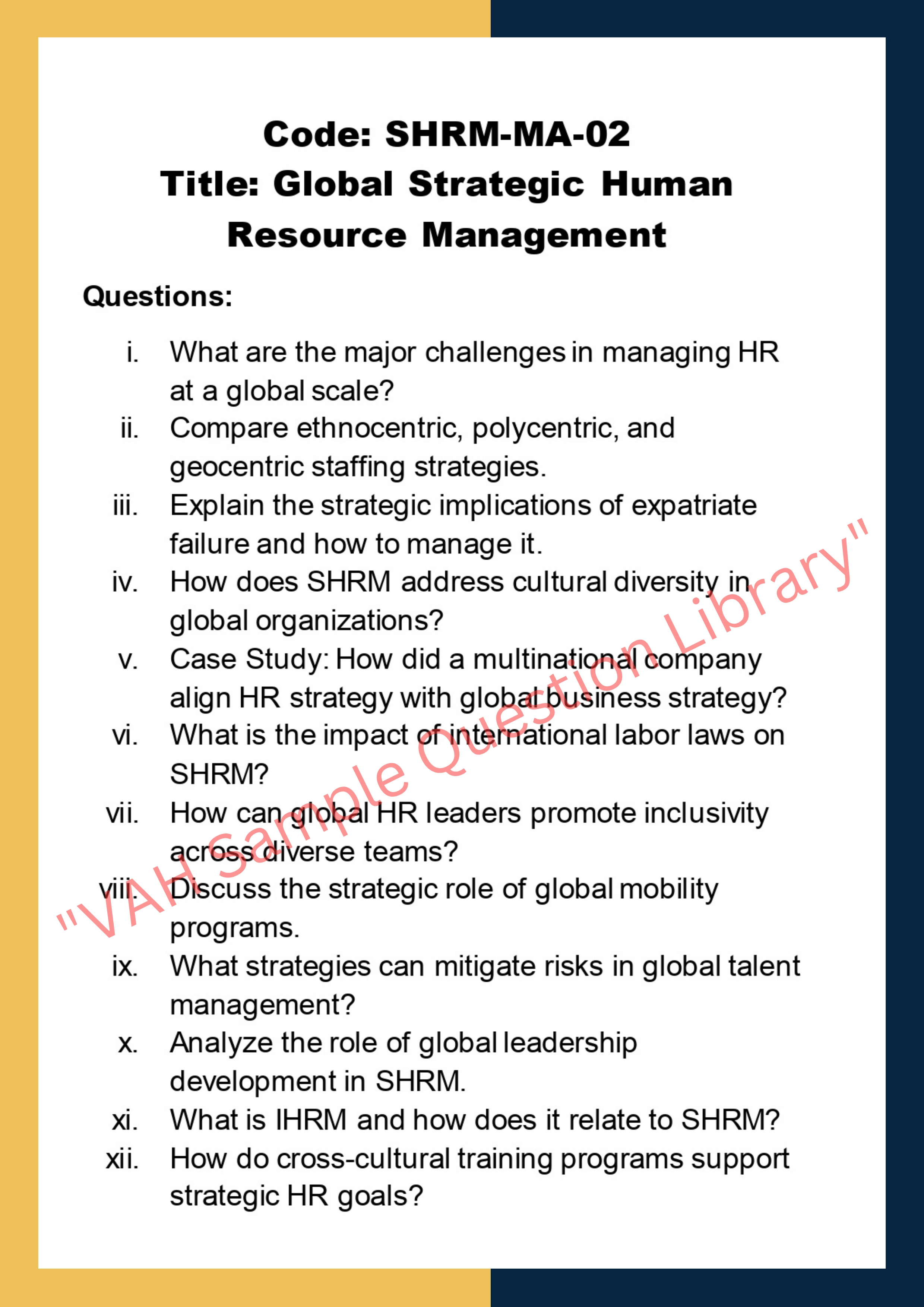 Strategic Human Resource Management