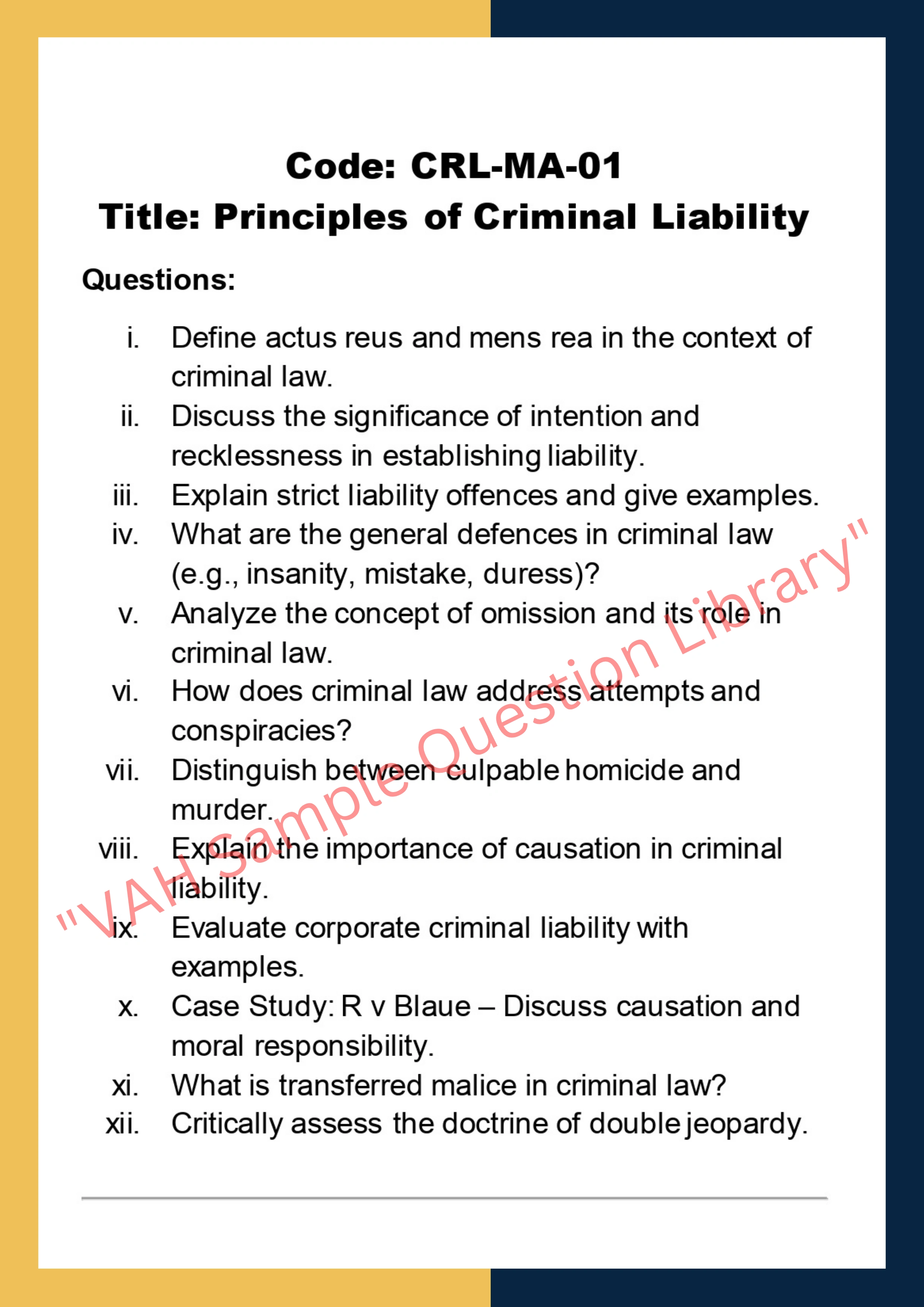 Criminal law Assignment Help
