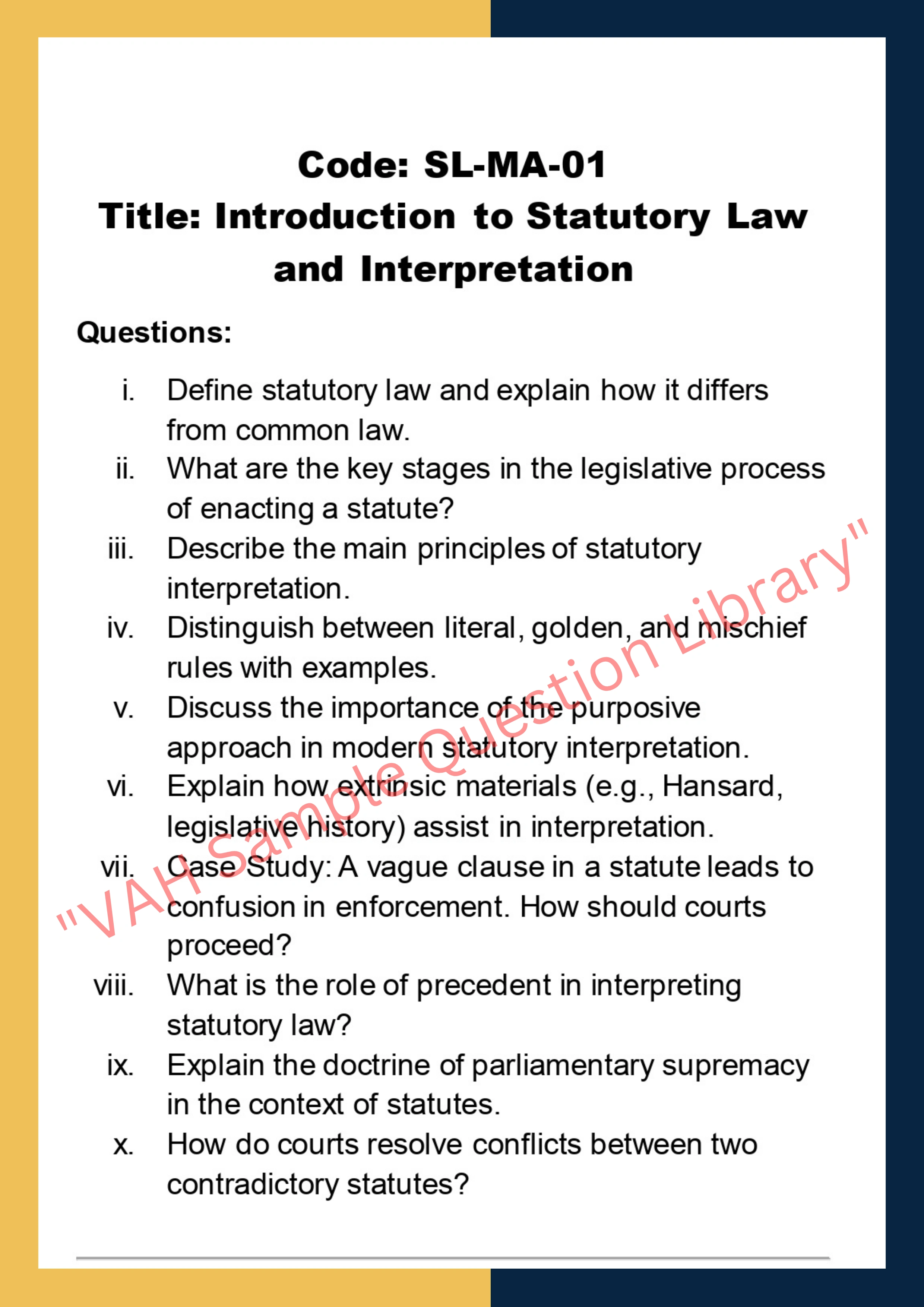 Statutory law Assignment Help