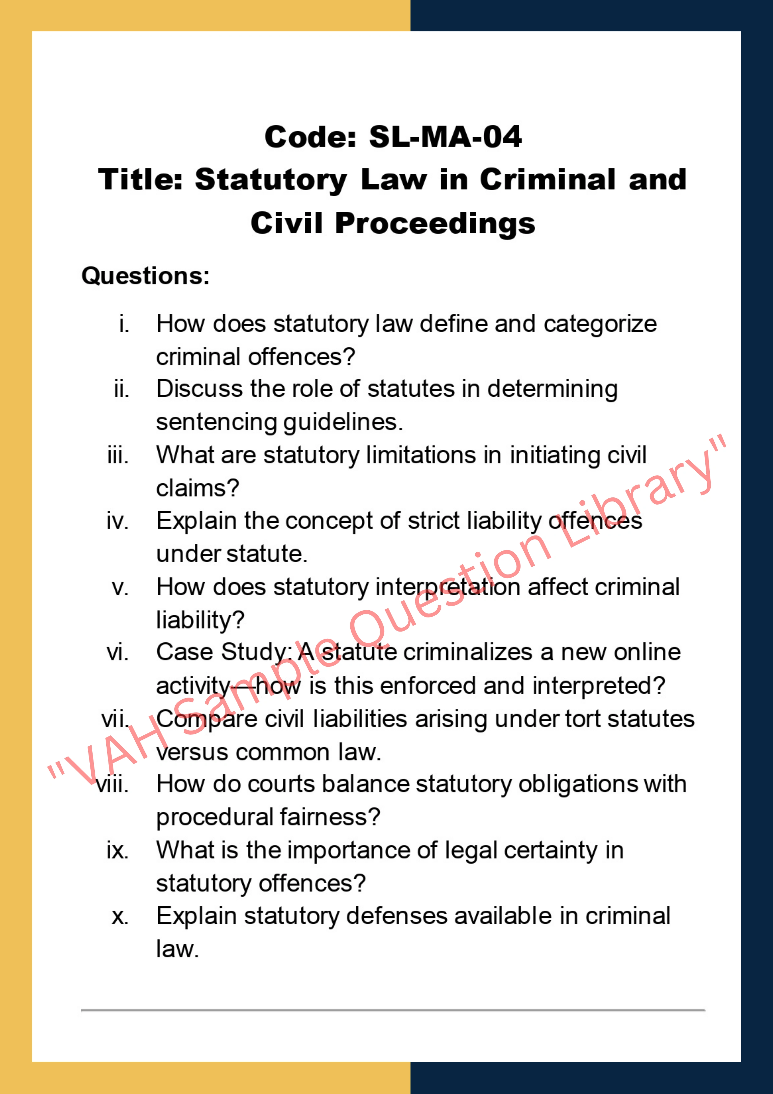 Statutory law Assignment Help