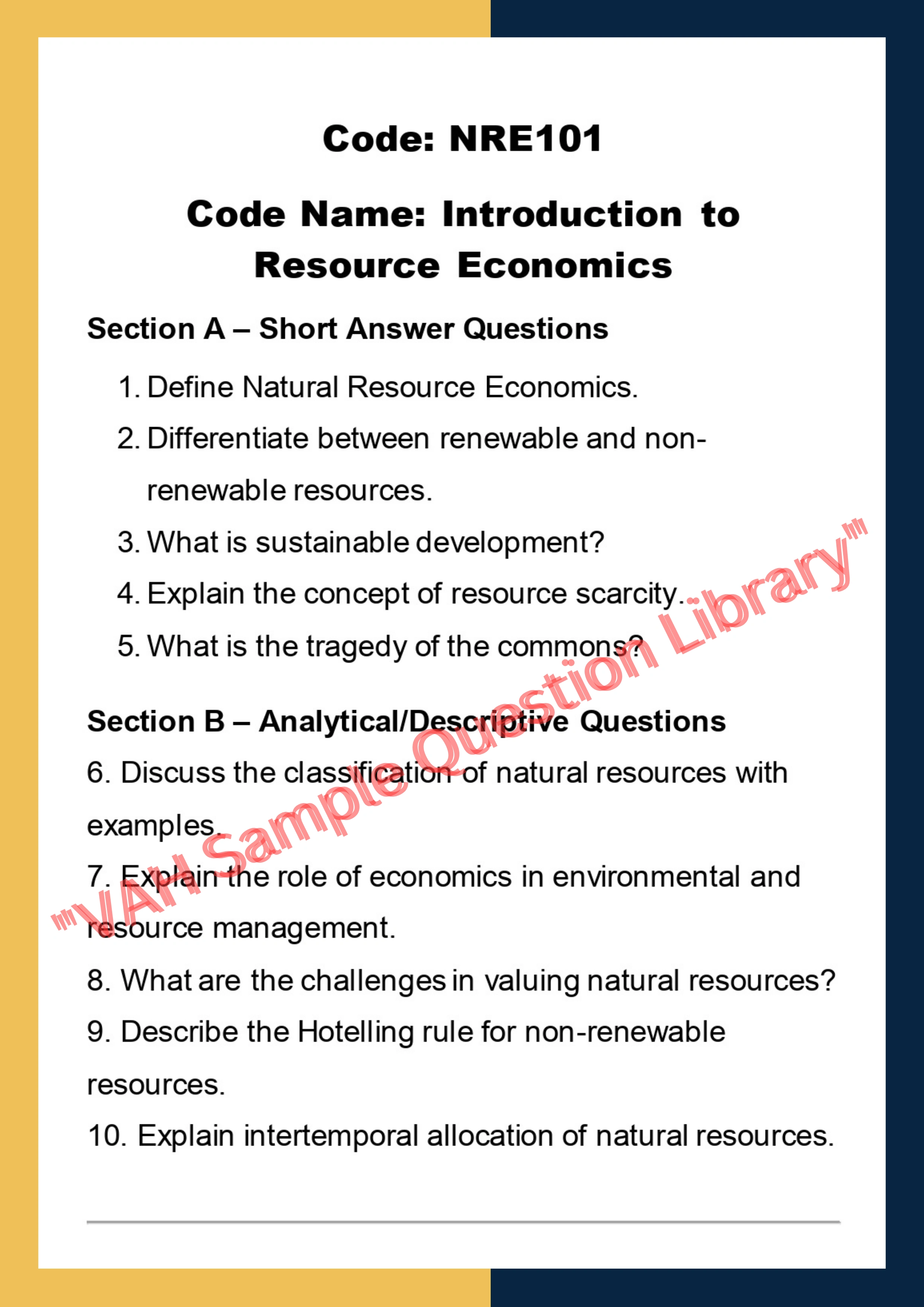 Natural resources economics