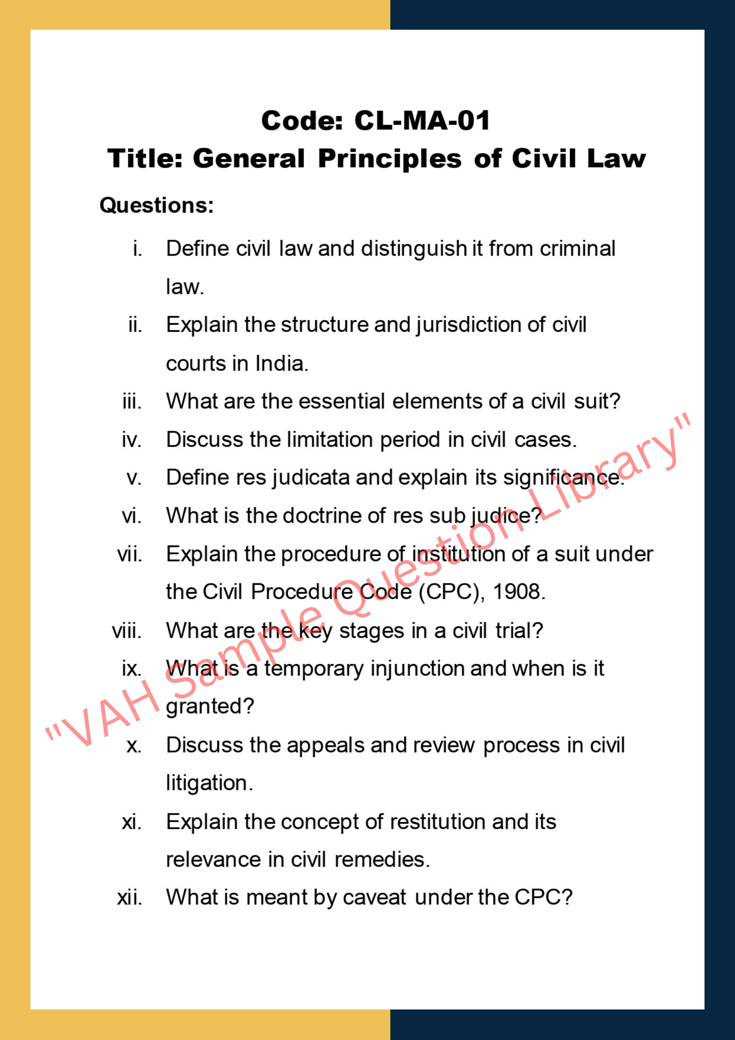 Civil law Assignment Help