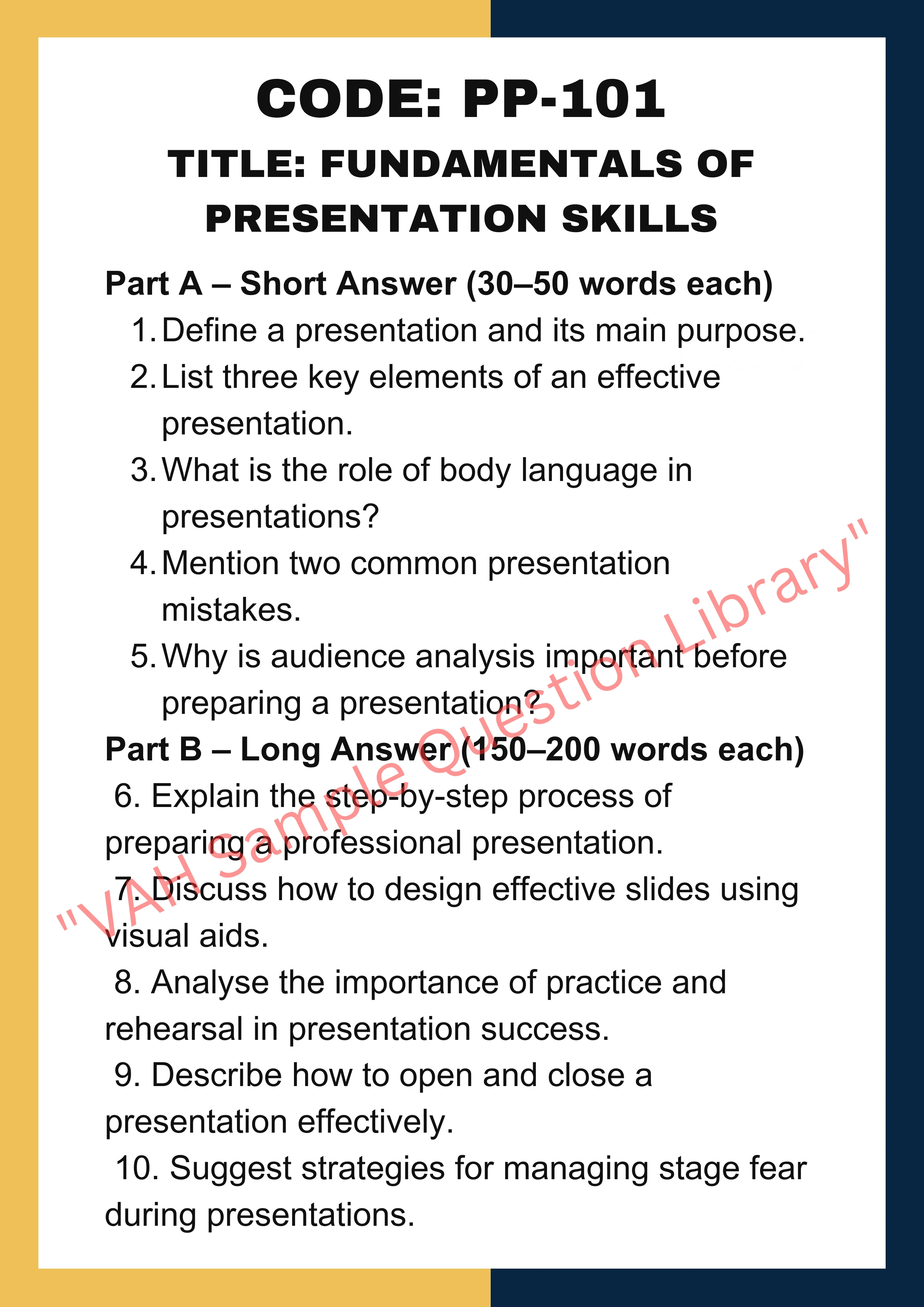Presentation preparation