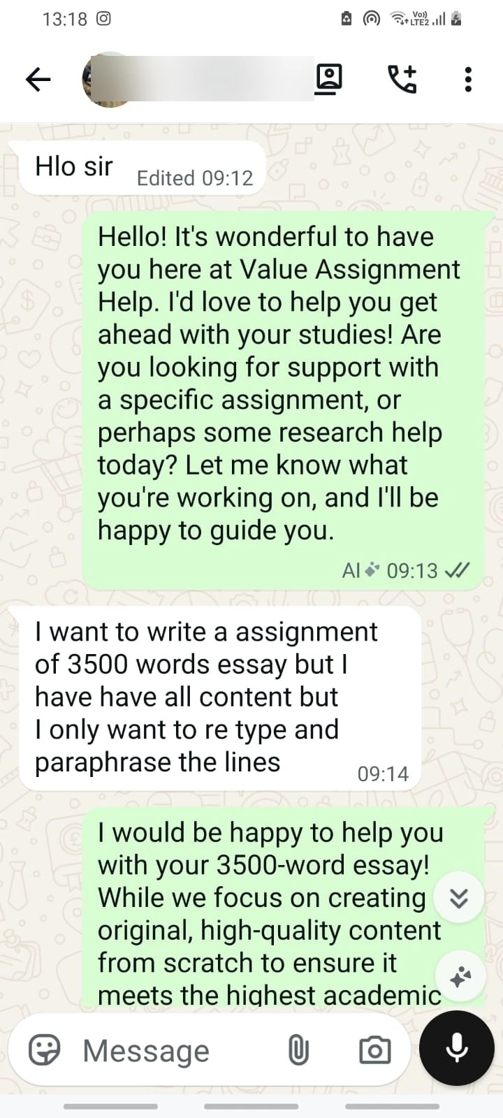 Paraphrase Assignment Content